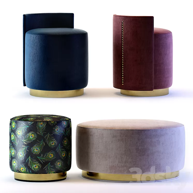 The Sofa and Chair Company - Larkin and Camille Ottomans 3D Model