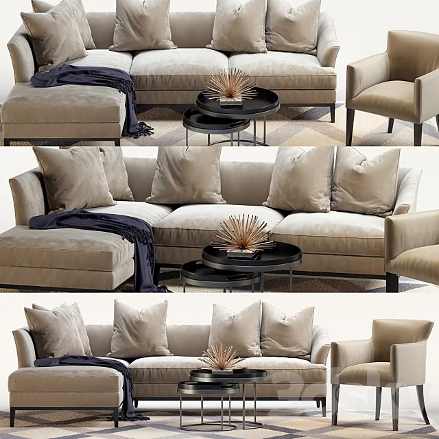 The sofa and chair company set 2 3DModel
