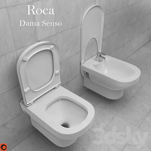 The toilet and bidet Roca Dama Senso 3DModel