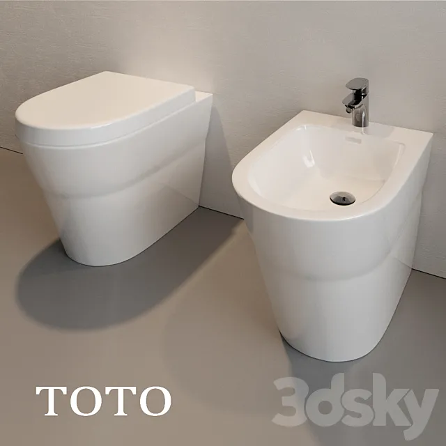 The toilet and bidet TOTO (corona + vray) 3D Model