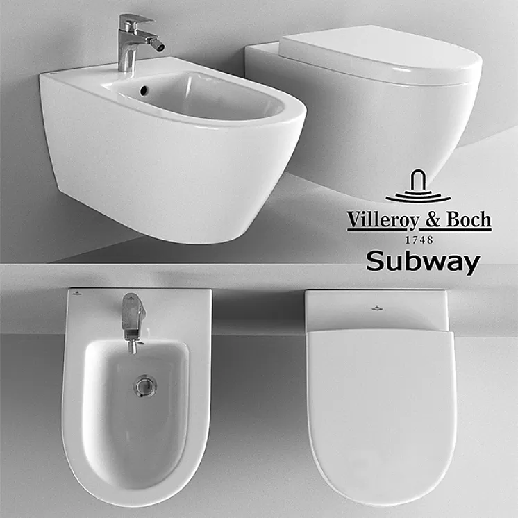 The toilet and bidet Villeroy & Boch Subway 3D Model