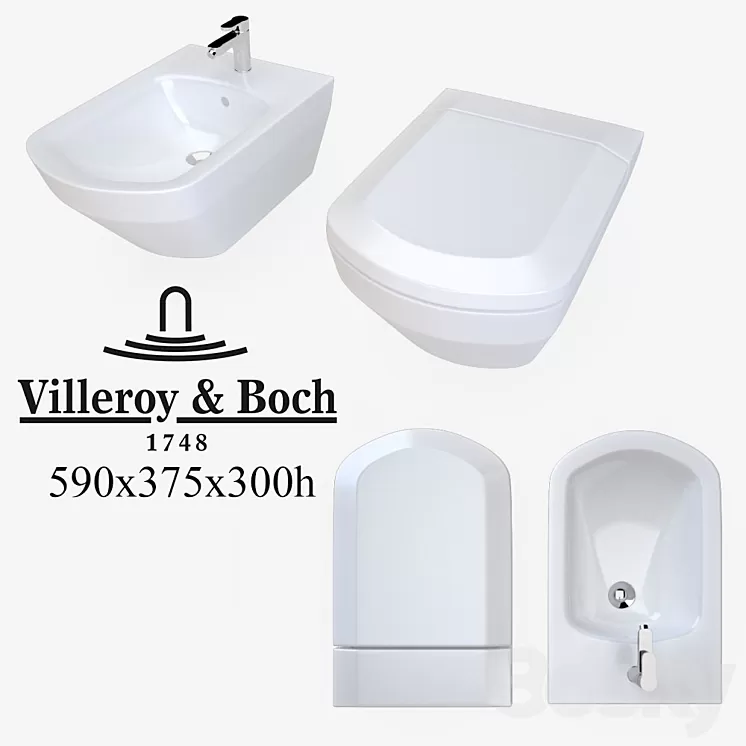 The toilet and bidet Villeroy&Boch Sentique 3D Model