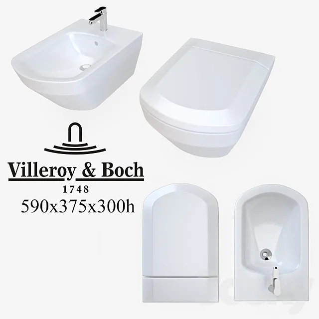 The toilet and bidet Villeroy&Boch Sentique 3D Model