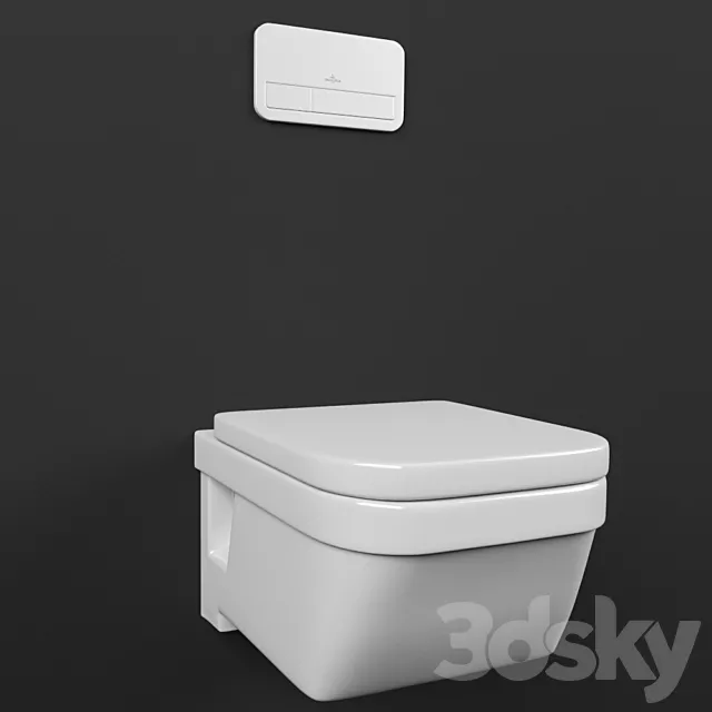 The toilet and the flush button Villeroy & Boch 3DModel