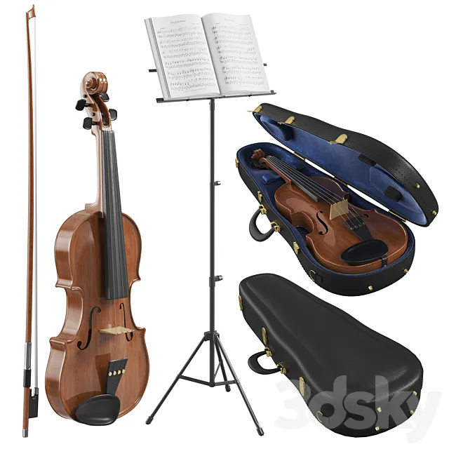 The Violin With Case 3DModel