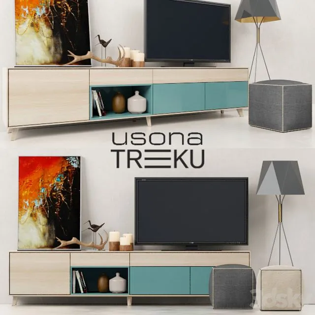 The wall Aura Credenza (Treku) + Lamp (Usona) 3D Model