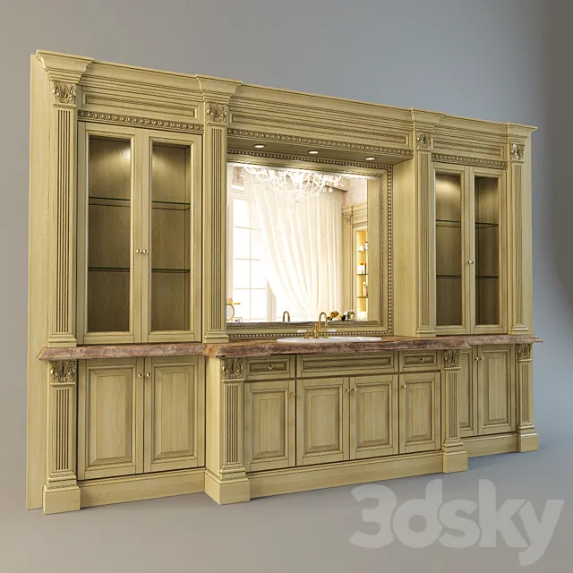 The wall with furniture and a washbasin 3D Model