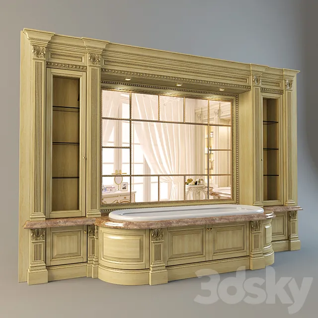 The wall with furniture and bathroom 3DModel