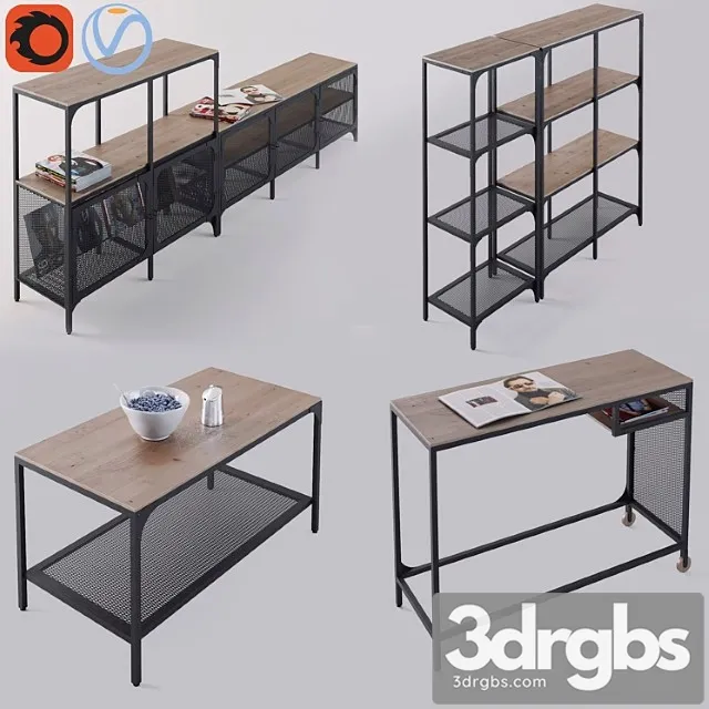 The whole furniture series ikea fjellbo 2 3D Model Free