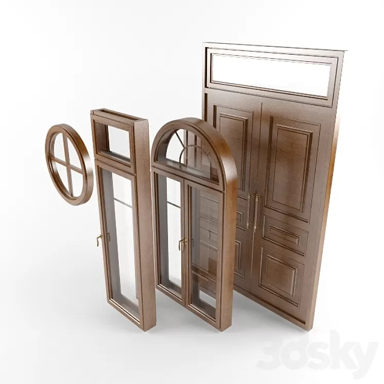 The windows and door of a single project. 3D Model