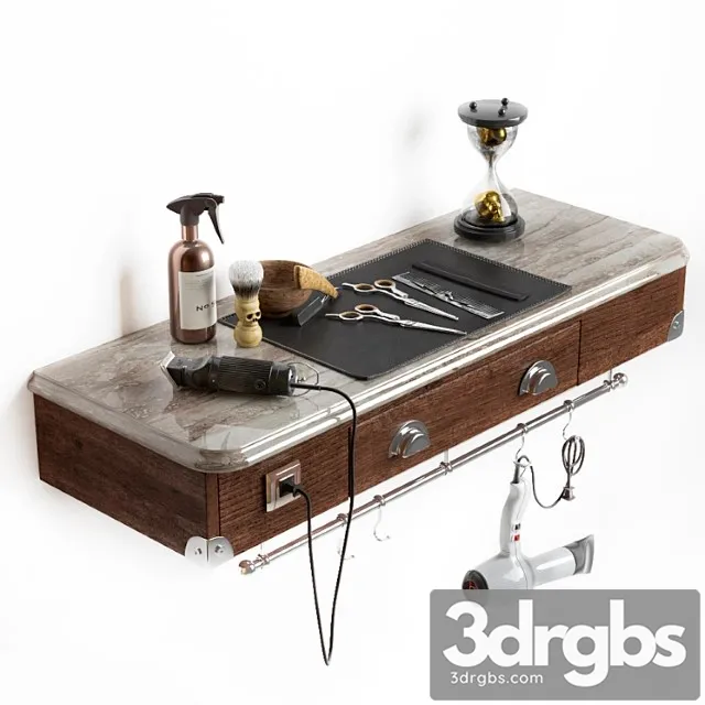 The working table of the hairdresser. barbershop 3D Model Free