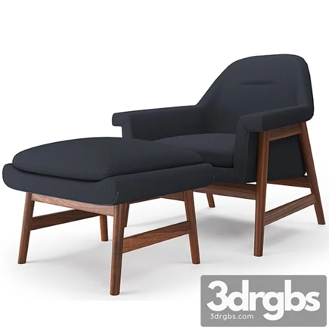 Theo show wood chair - ottoman - westelm 3D Model Free