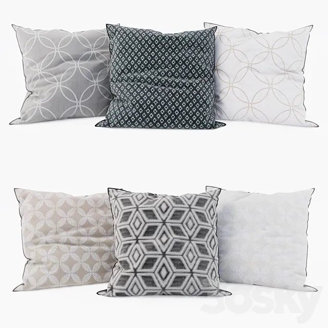 Thibaut - Decorative Pillows set 3 3D Model