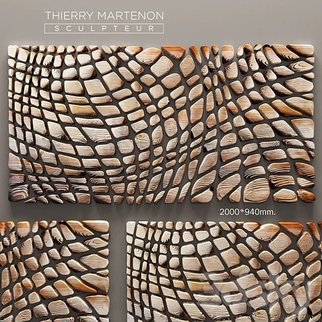 Thierry Martenon wall panel. panel. carving. abstraction. modern art. art. round. wall. picture. wooden. decor 3DModel