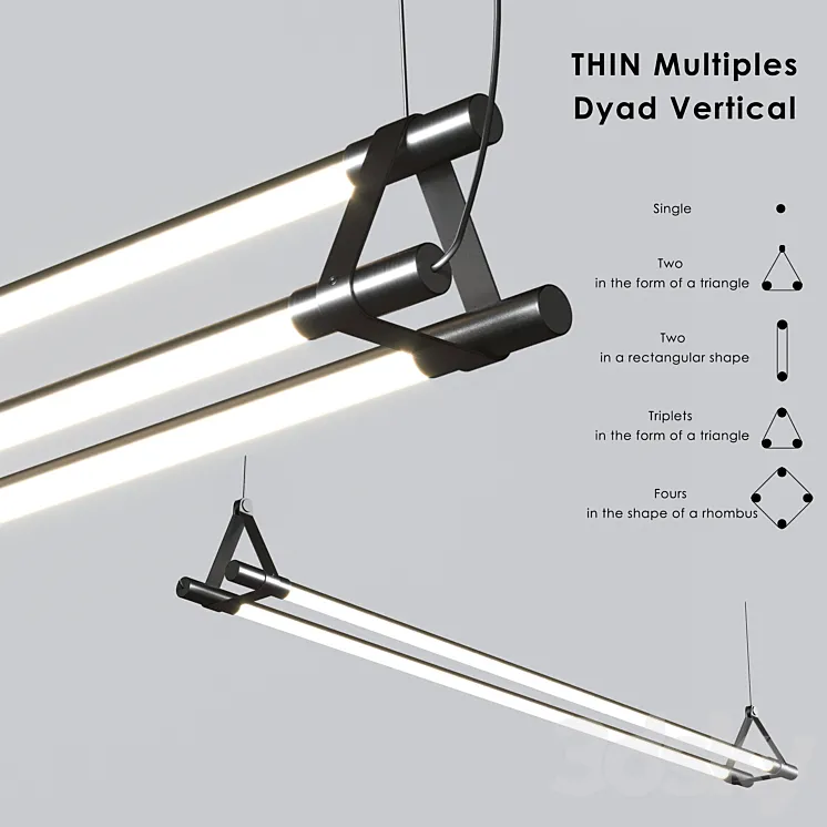 Thin Multiples Dyad Vertical Linear Suspension Light 3D Model Free