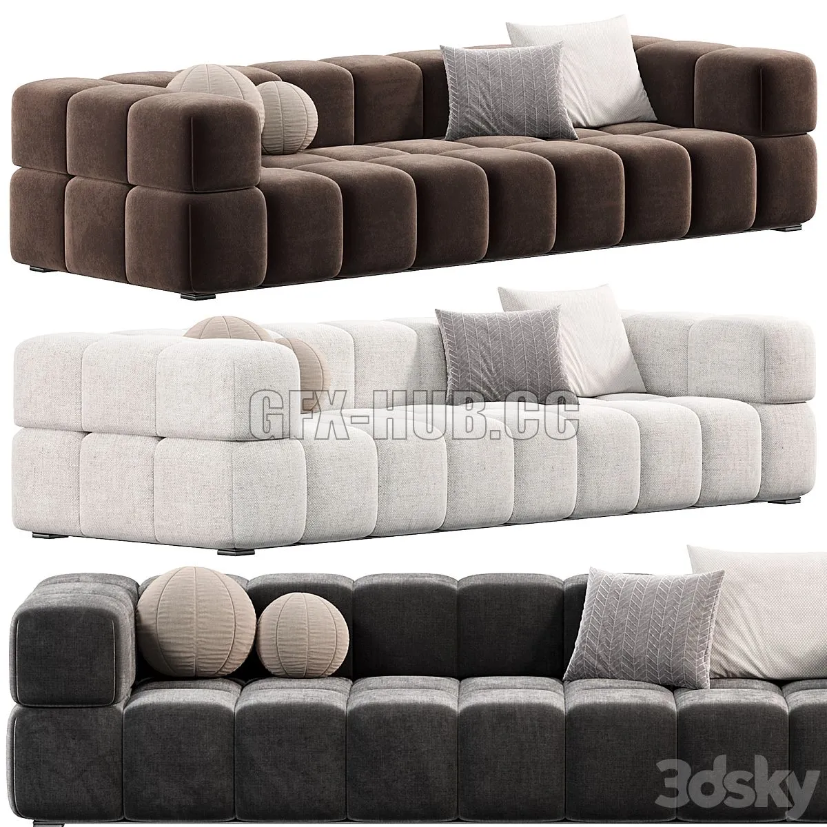 Thomas Long Module Sofa with Corner Backrest 3D Model