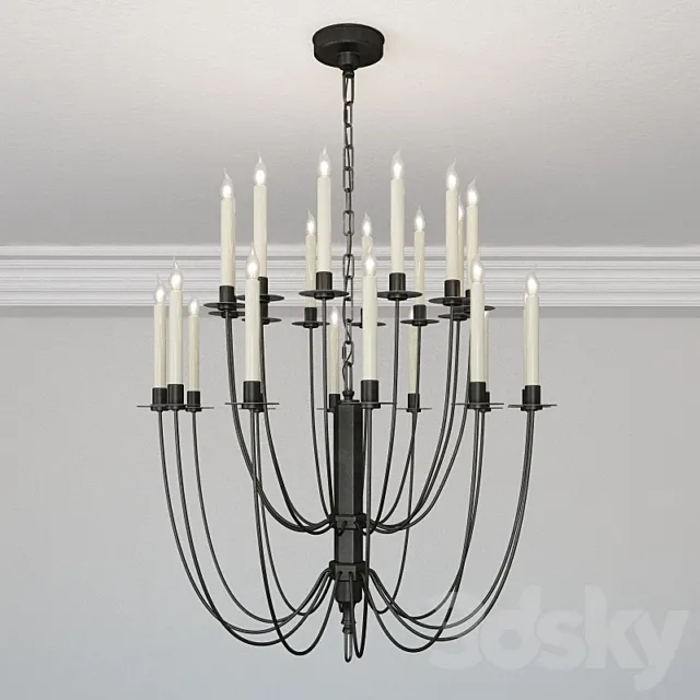 Thomas O Brien Erika Two-Tier Chandelier in Aged Iron by Visual Comfort TOB5205AI 3D Model