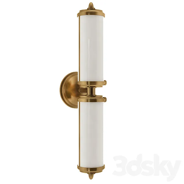 Thomas OBrien Merchant 2 Light 5 inch Hand-Rubbed Antique Brass Bath Wall Light 3D Model