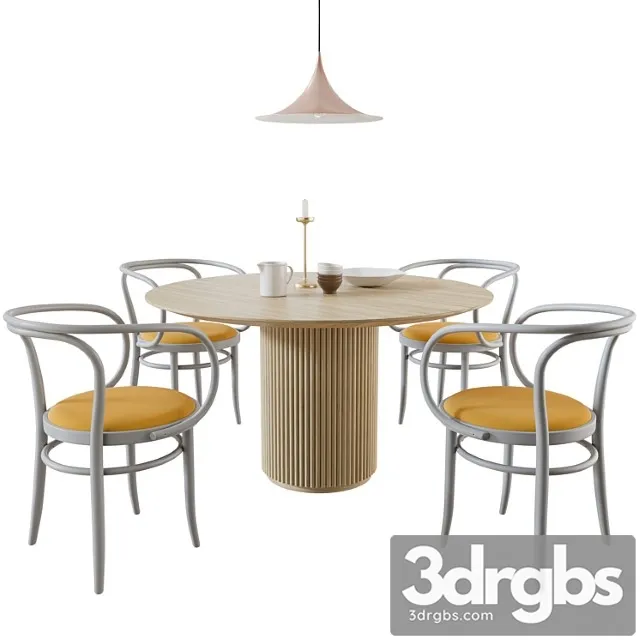 Thonet 209p + palais royal table by asplund 2 3D Model Free