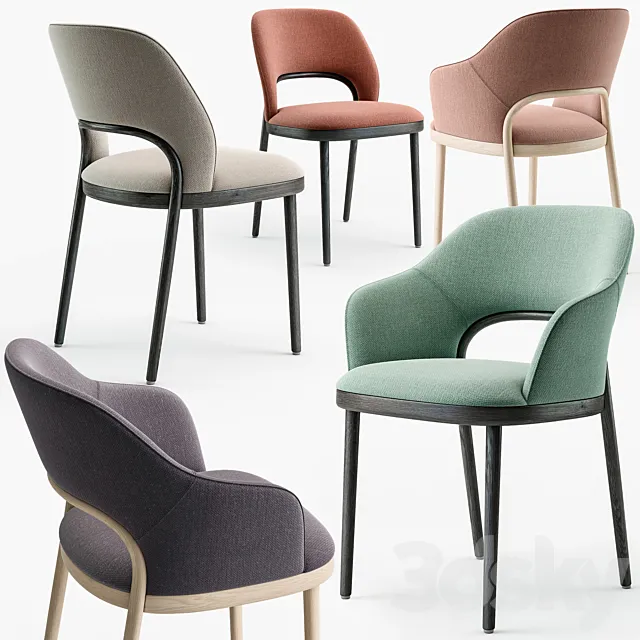 Thonet 520 chair set 3D Model