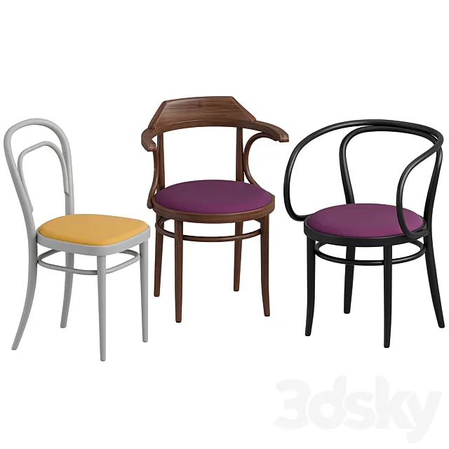 Thonet Chairs 209P 214P 233P Upholstery 3D Model