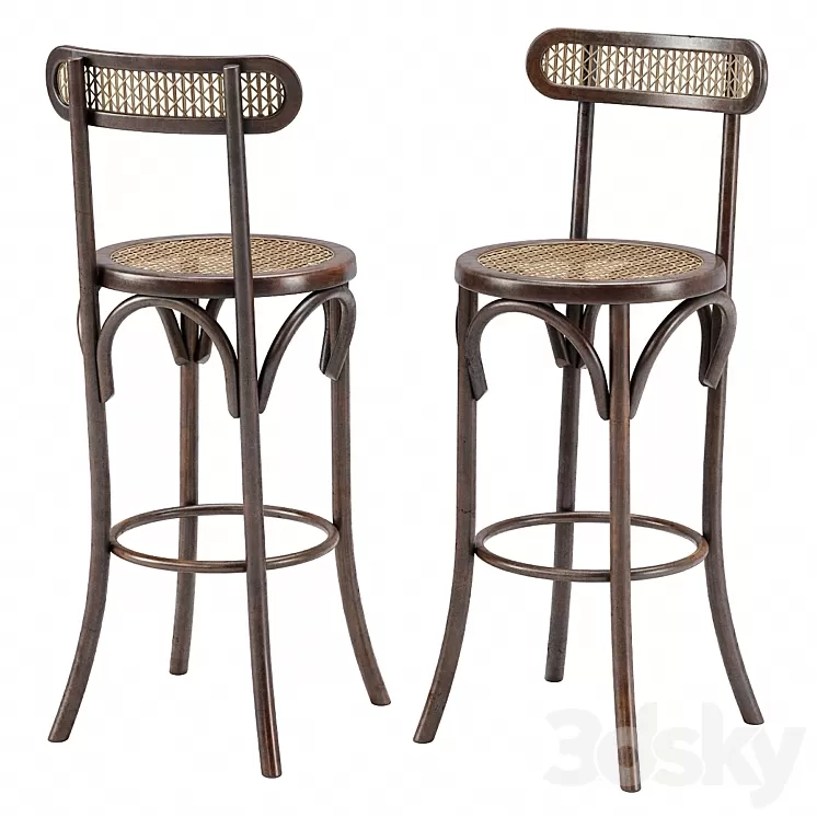 Thonet Style Bar Stool 3D Model