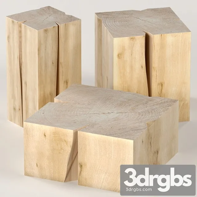 Three coffee table stump. 2 3D Model Free