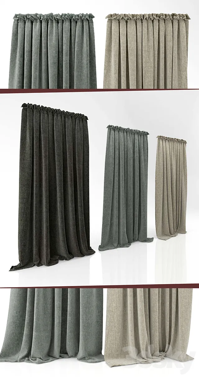 Three curtains 2 3DModel