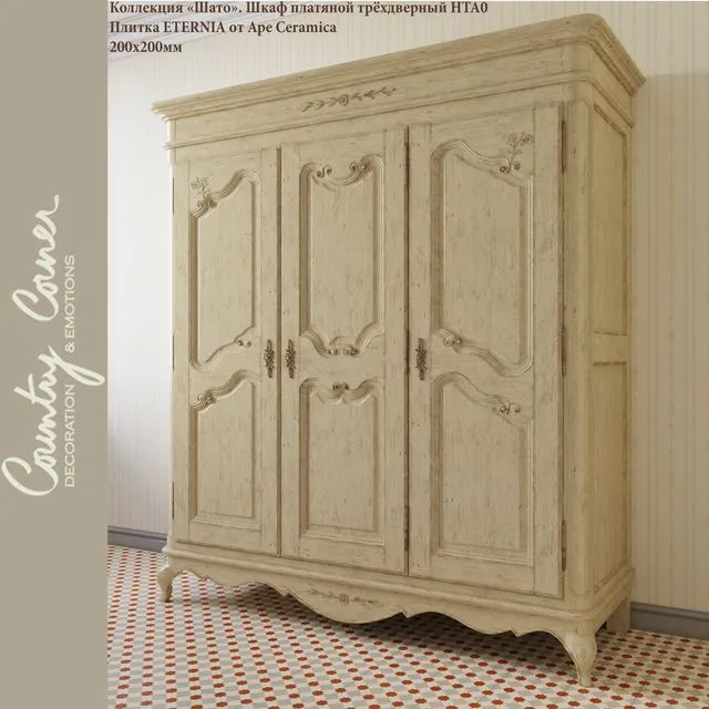 Three-door wardrobe and HTA0 ETERNIA tiles from Ape Ceramica 3D Model