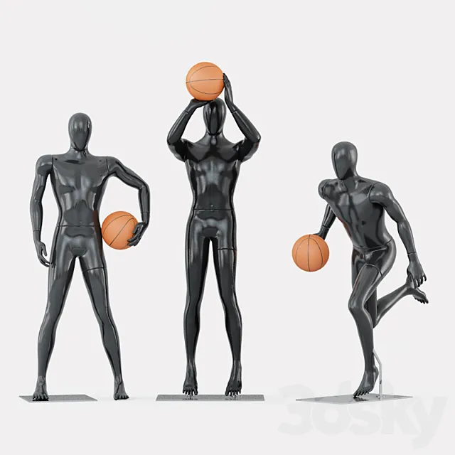 Three faceless mannequins basketball 29 3D Model