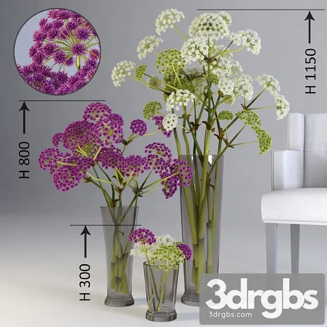 Three Flower Arrangements of Different Heights 3D Model Free