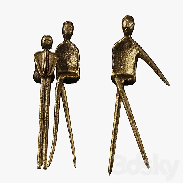 three people sculpture 3D Model