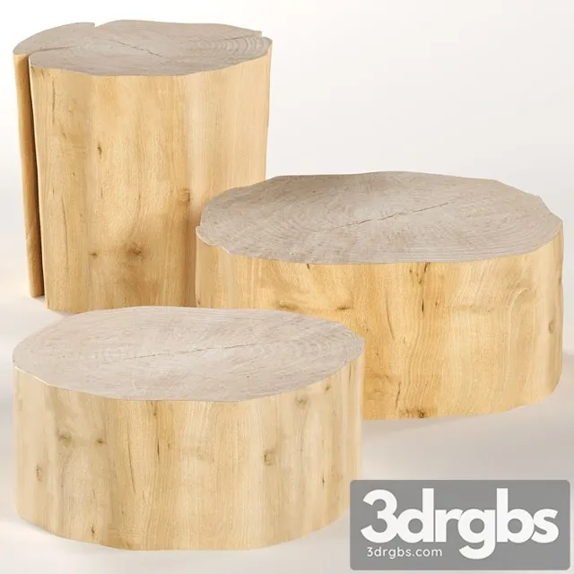 Three round coffee table stump. 2 3D Model Free
