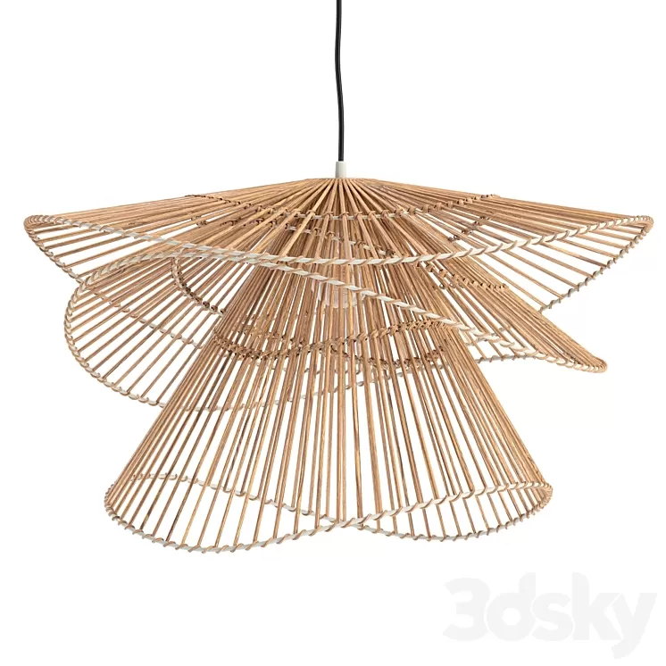 Three Tiers Bamboo Pendant Lights 3D Model Free