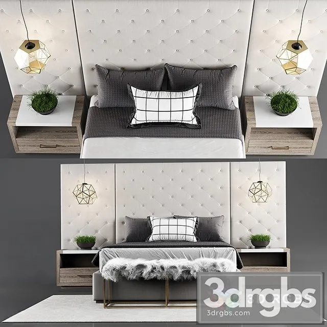 Thyne Upholstered Queen Bed 3D Model Free