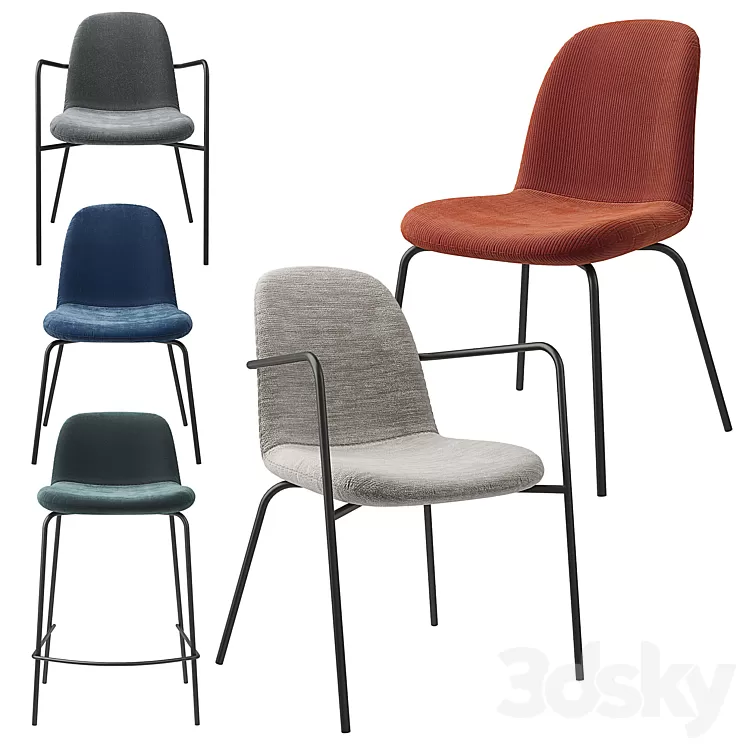 Tibby AM.PM chair set in various textures 3D Model