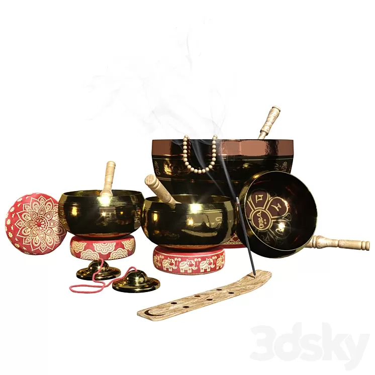 Tibetan Singing Bowls for SPA 3D Model Free