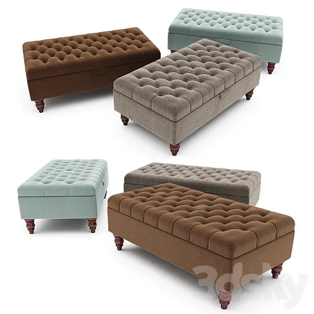 Tiffany Linen Footstool ottoman 3DModel