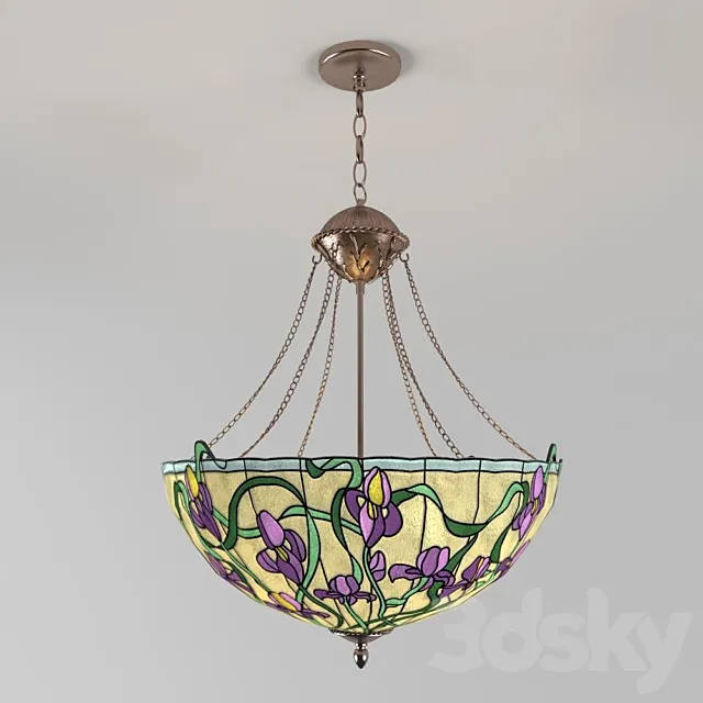 Tiffany Style Floral Iris 3D Model