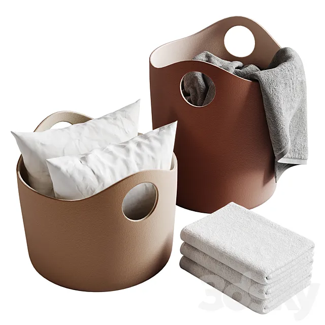 Tiggy Basket by BLOMUS with towels 3D Model