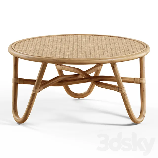 Tikamoon - Lina Rattan coffee table 3D Model