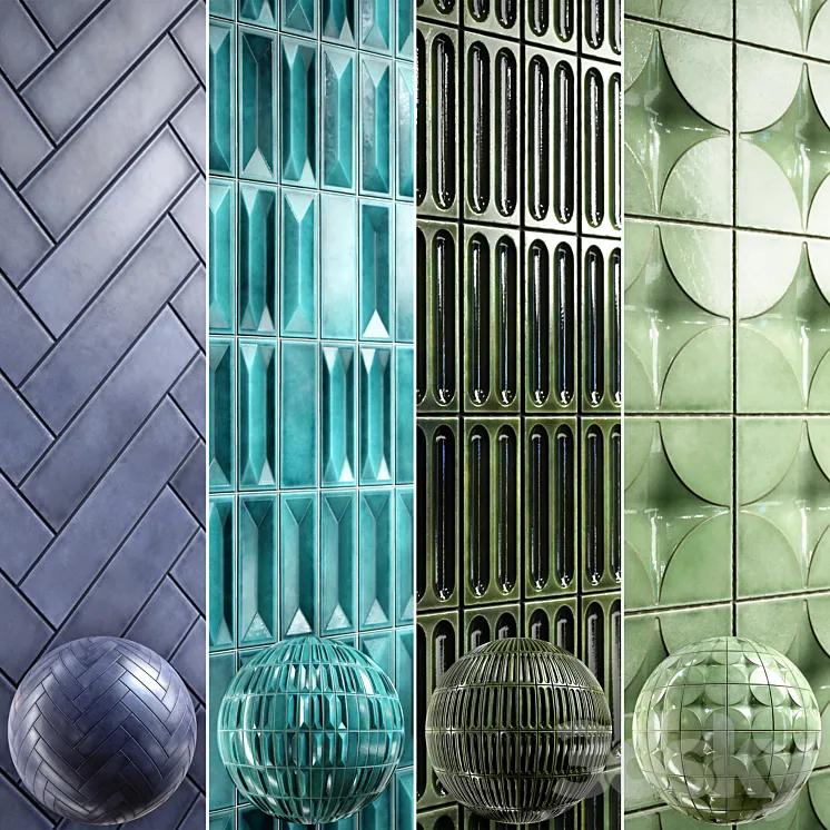Tile 4K Materials A3 - 4 materials 3D Model Free