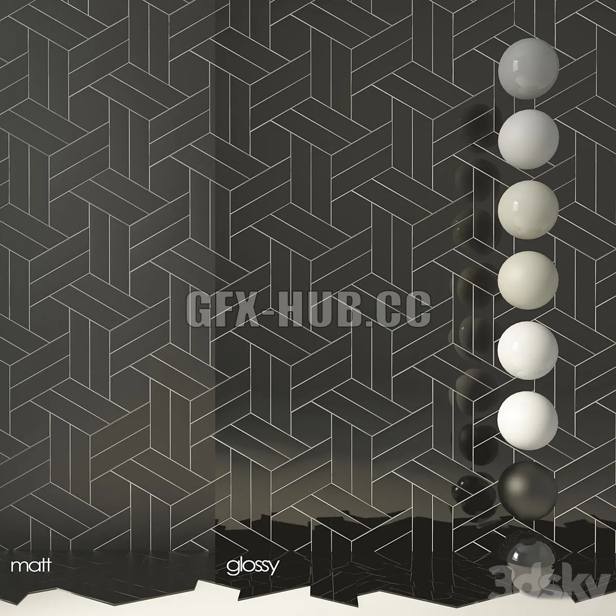 Tile Equipe Chevron Wall SET 3D Model