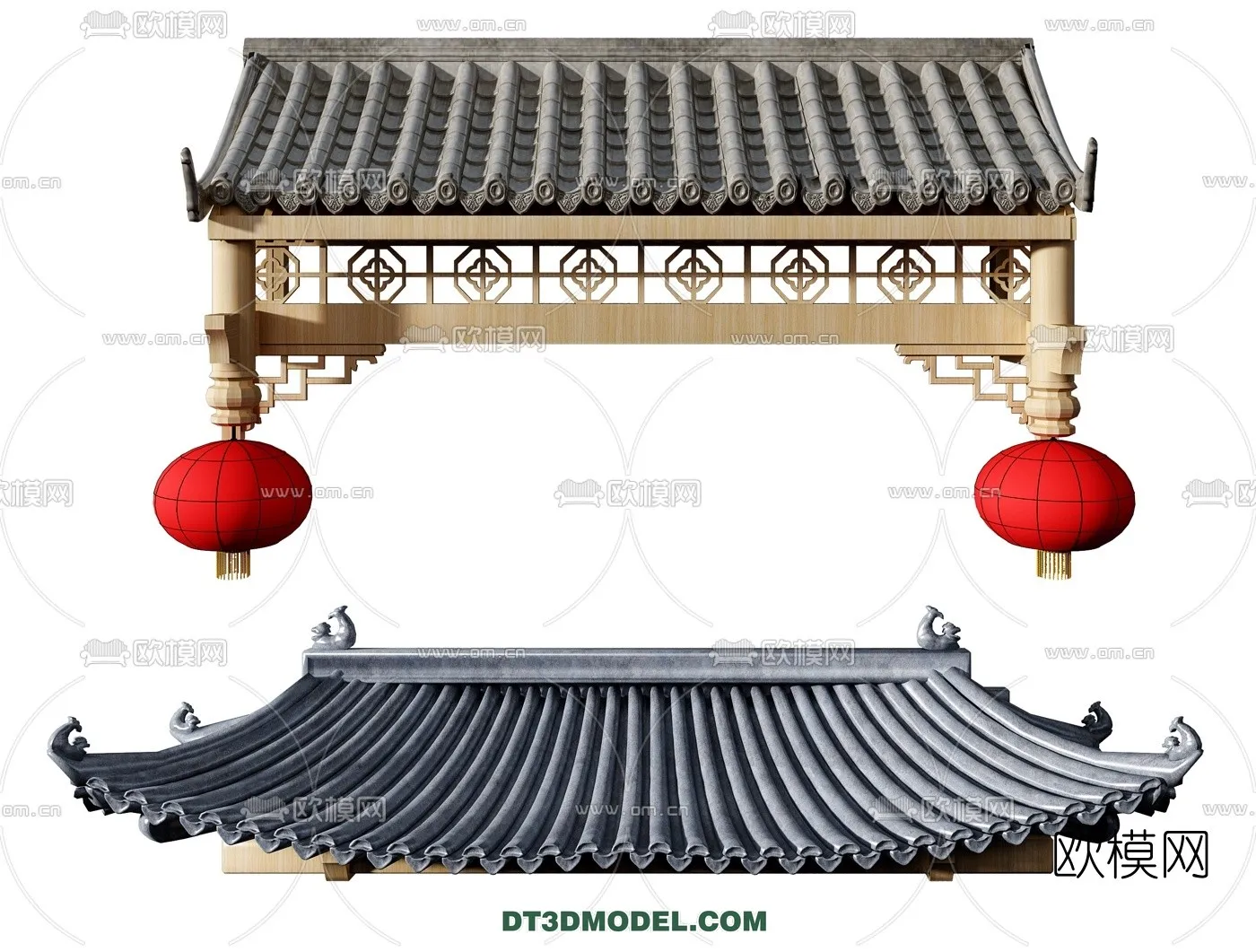 Tile Roof 3D Models - Chinese Style - 002