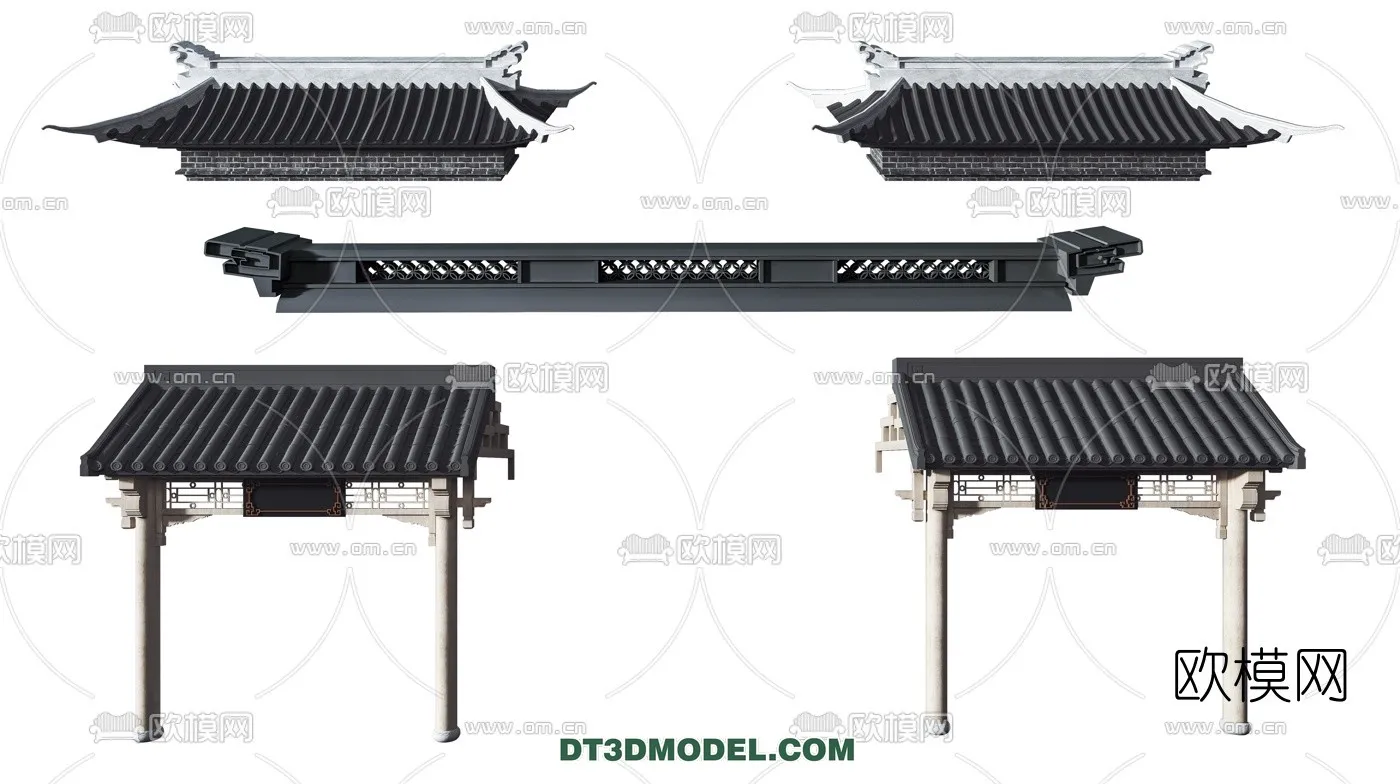 Tile Roof 3D Models - Chinese Style - 003