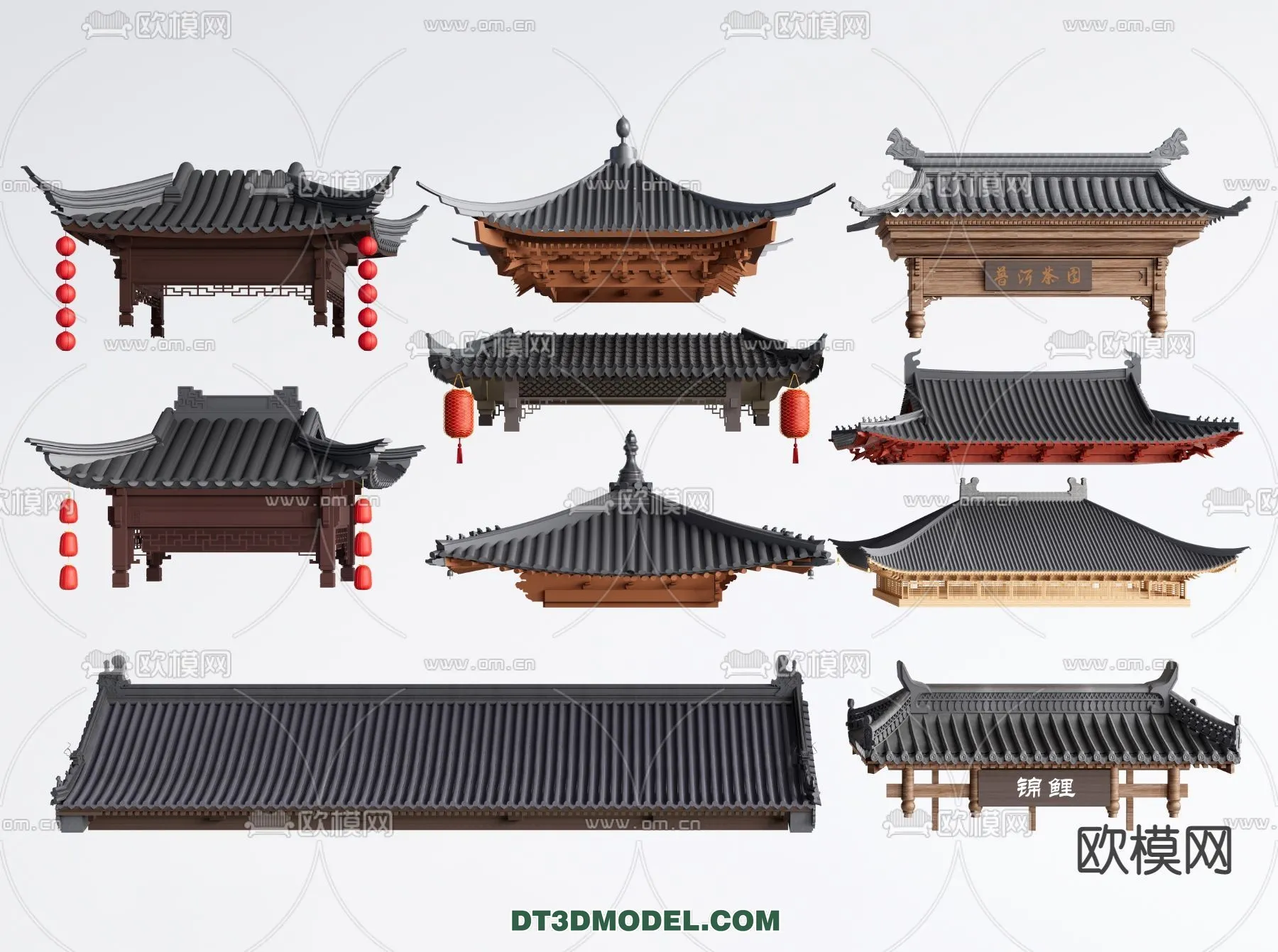Tile Roof 3D Models - Chinese Style - 005