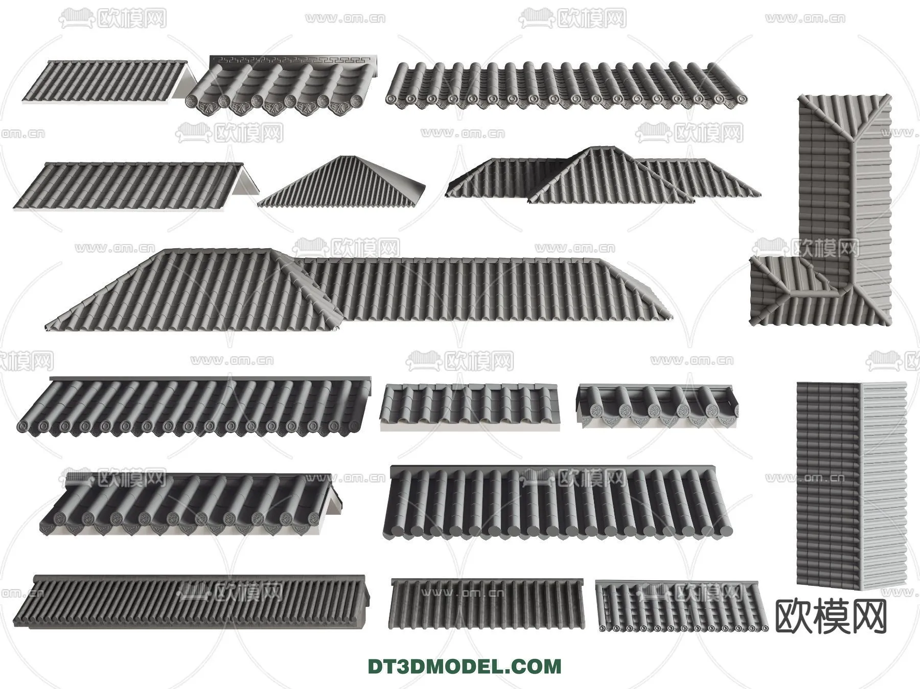 Tile Roof 3D Models - Chinese Style - 006
