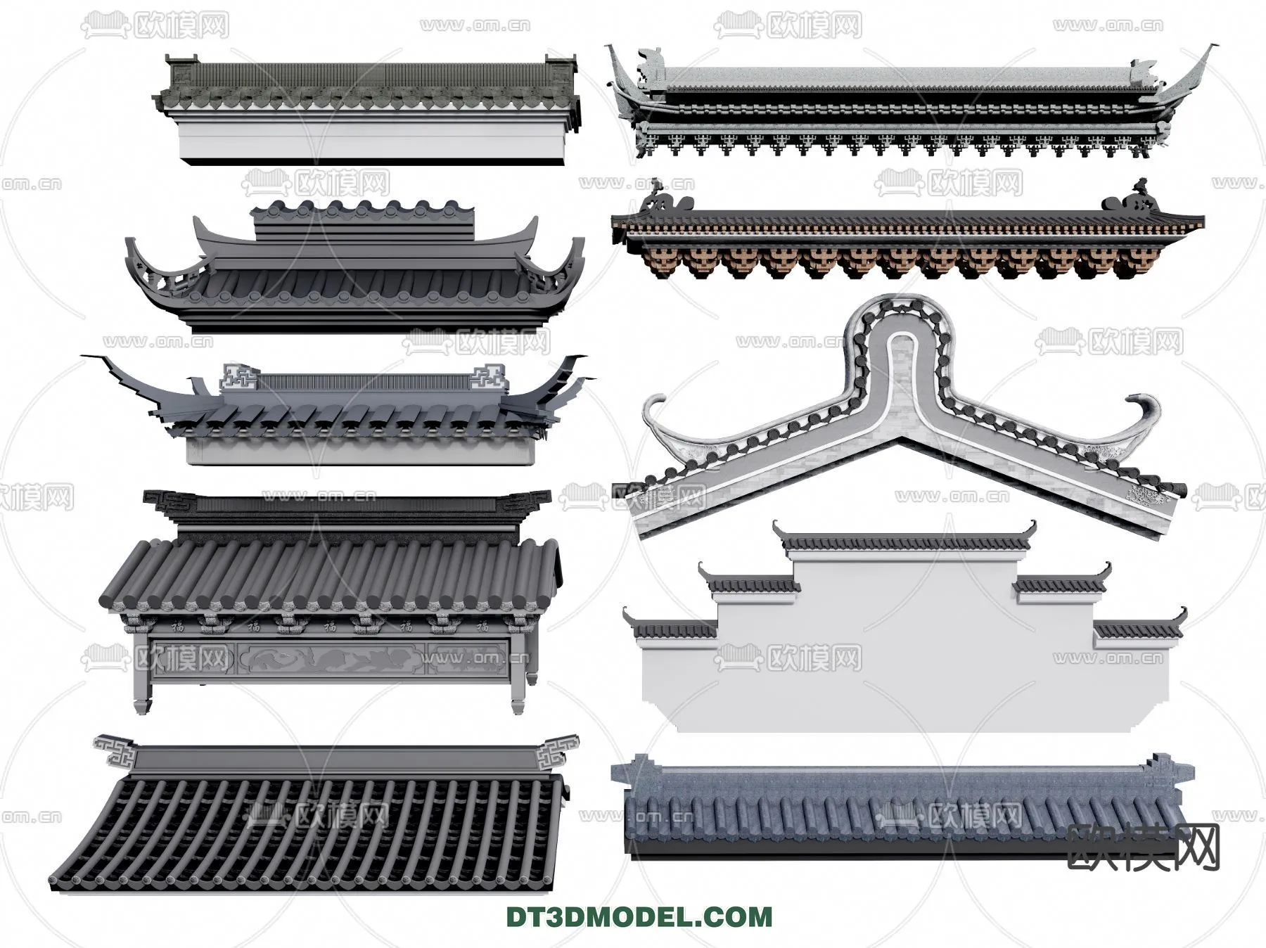 Tile Roof 3D Models - Chinese Style - 007