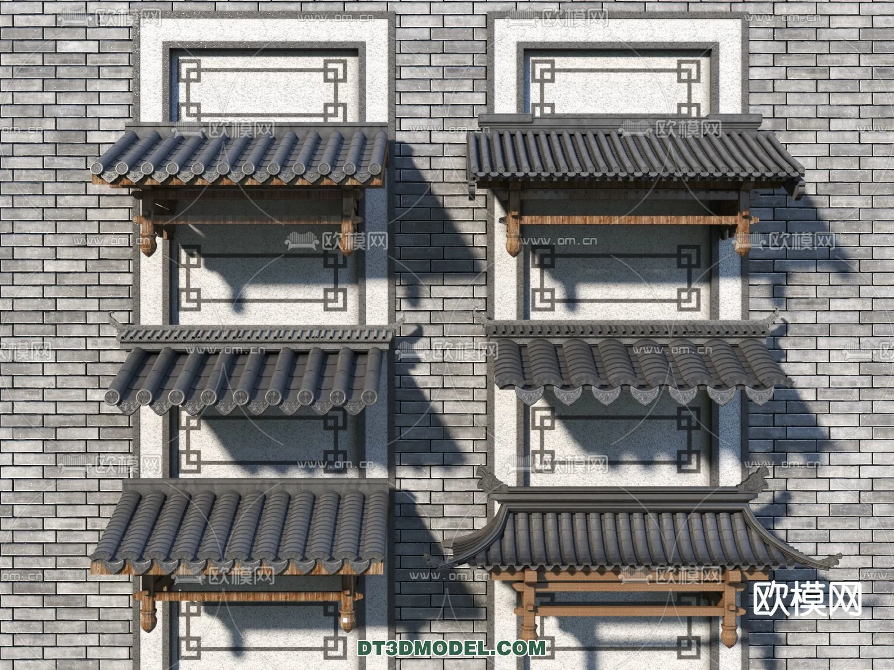 Tile Roof 3D Models - Chinese Style - 008
