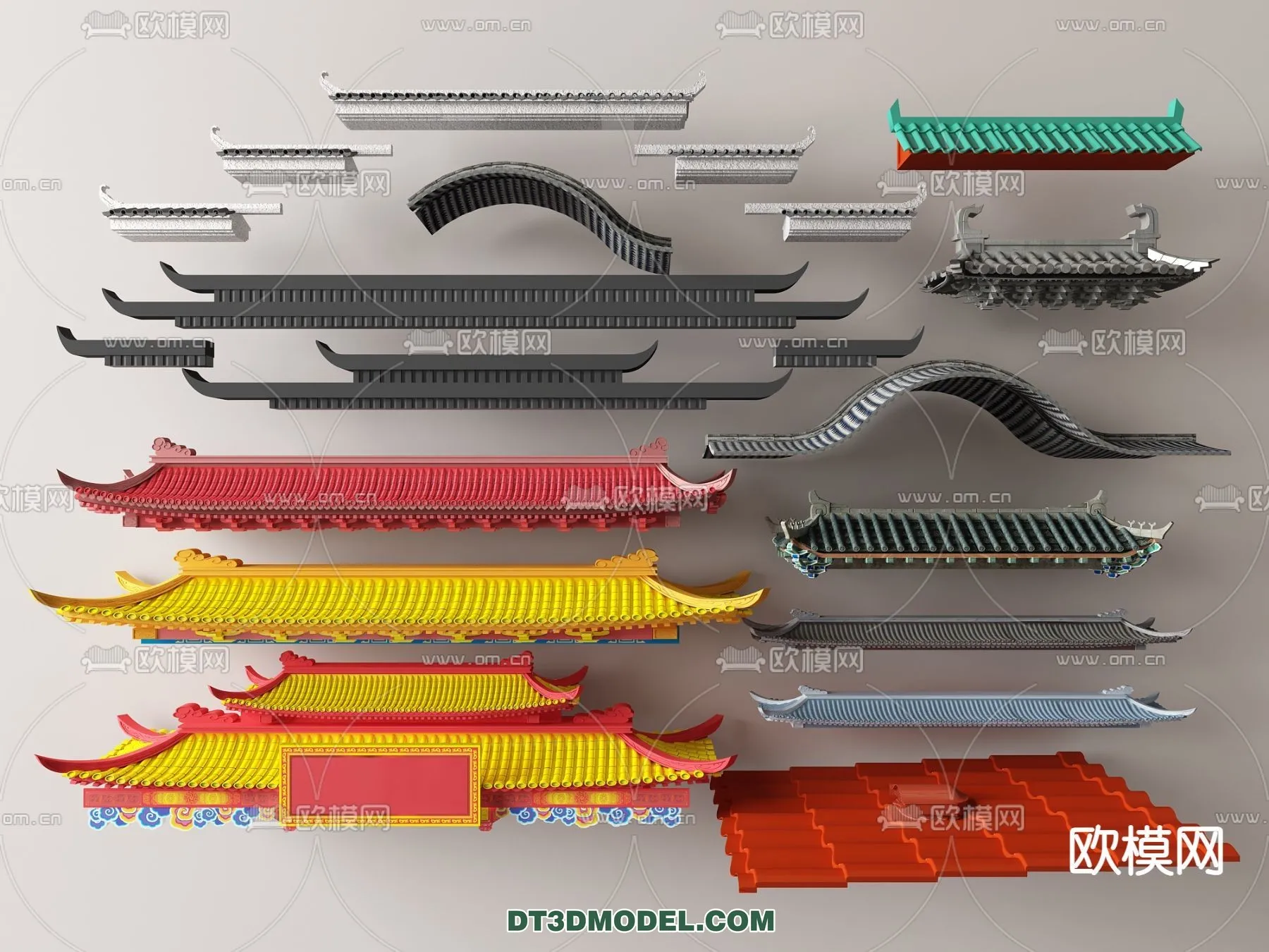 Tile Roof 3D Models - Chinese Style - 010